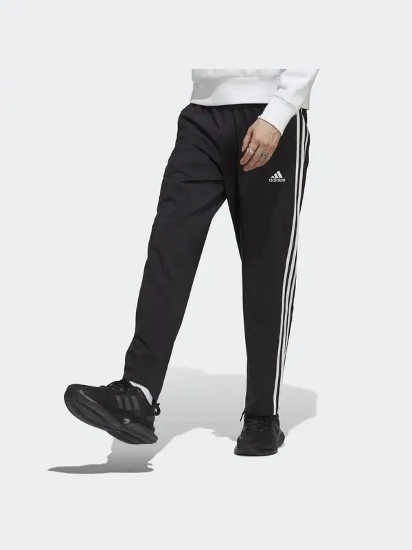 Брюки aeroready essentials stanford с открытым краем и вышитым маленьким логотипом Adidas — изображение 2 из 4, черный
