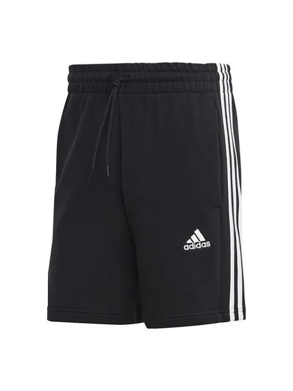 Шорты Essentials французские футеровые шорты с тремя полосками Adidas — изображение 1 из 1, черный/белый