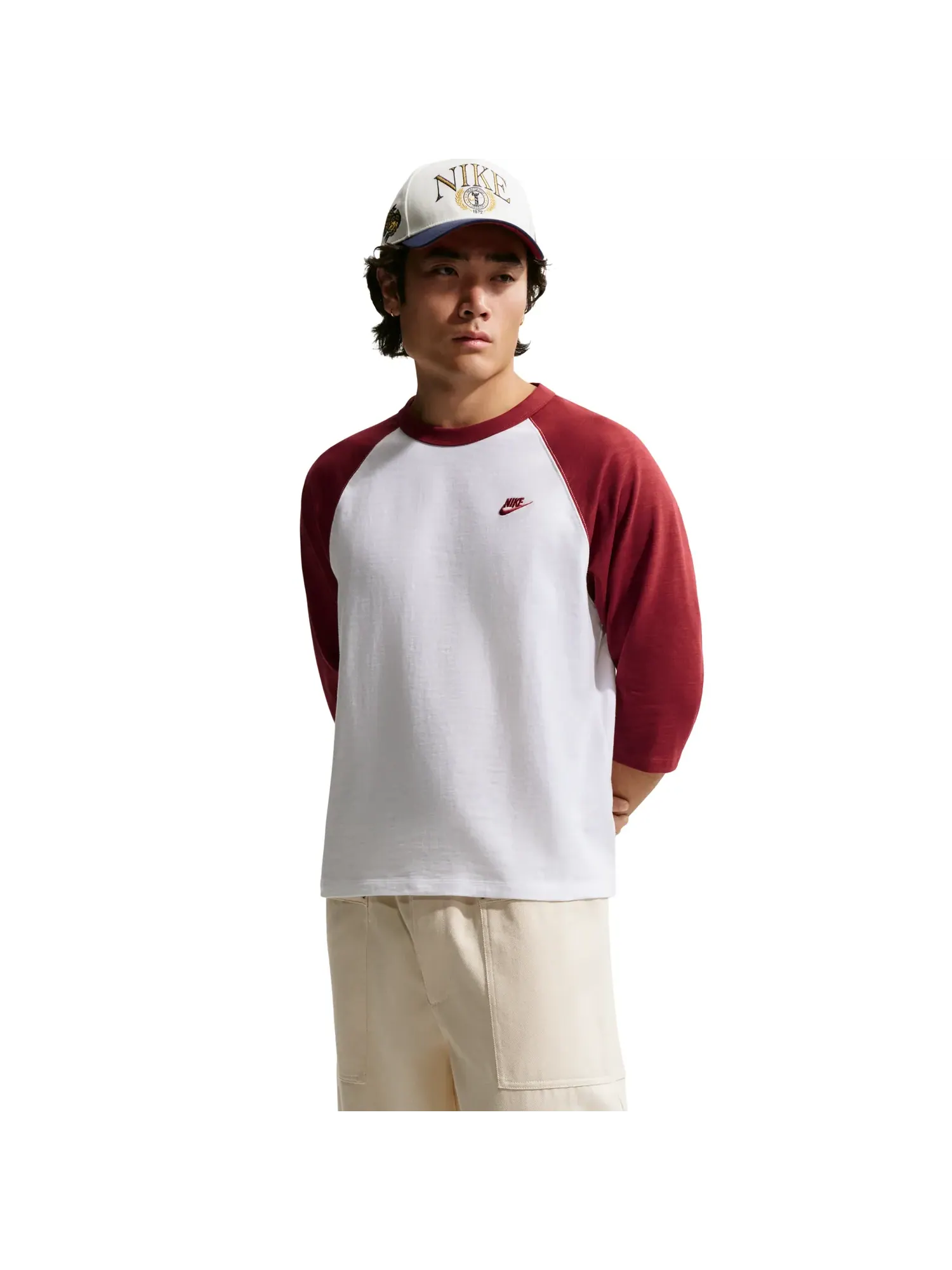 Футболка Nike Sportswear Club с рукавами 3/4 и реглан — изображение 2 из 5, красный