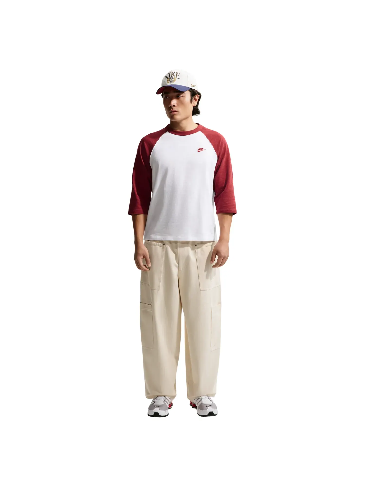 Футболка Nike Sportswear Club с рукавами 3/4 и реглан — изображение 4 из 5, красный