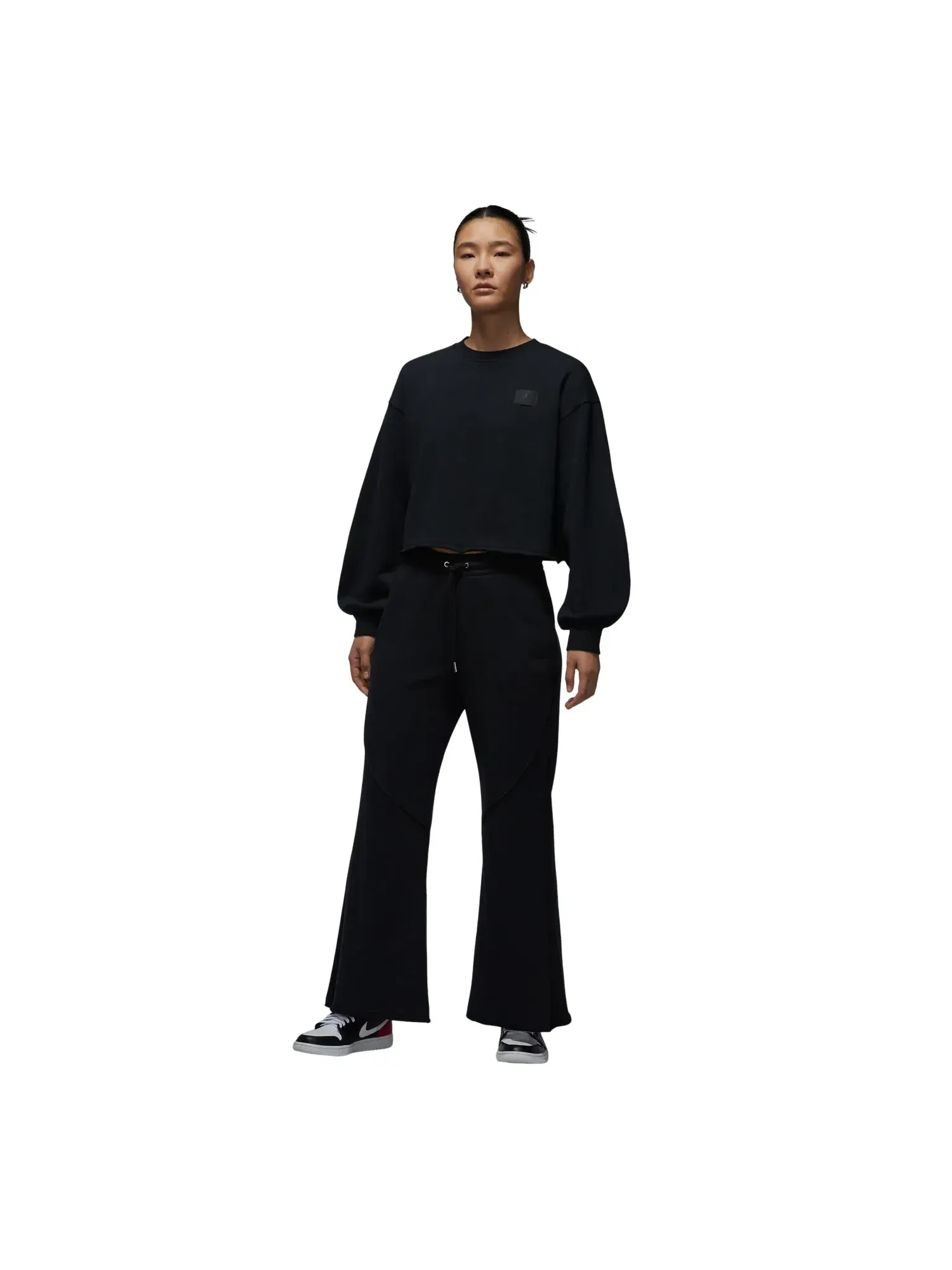 Толстовка Air Jordan Flight Fleece средней длины с круглым вырезом, черная, IF1007-010 — изображение 3 из 5, черный