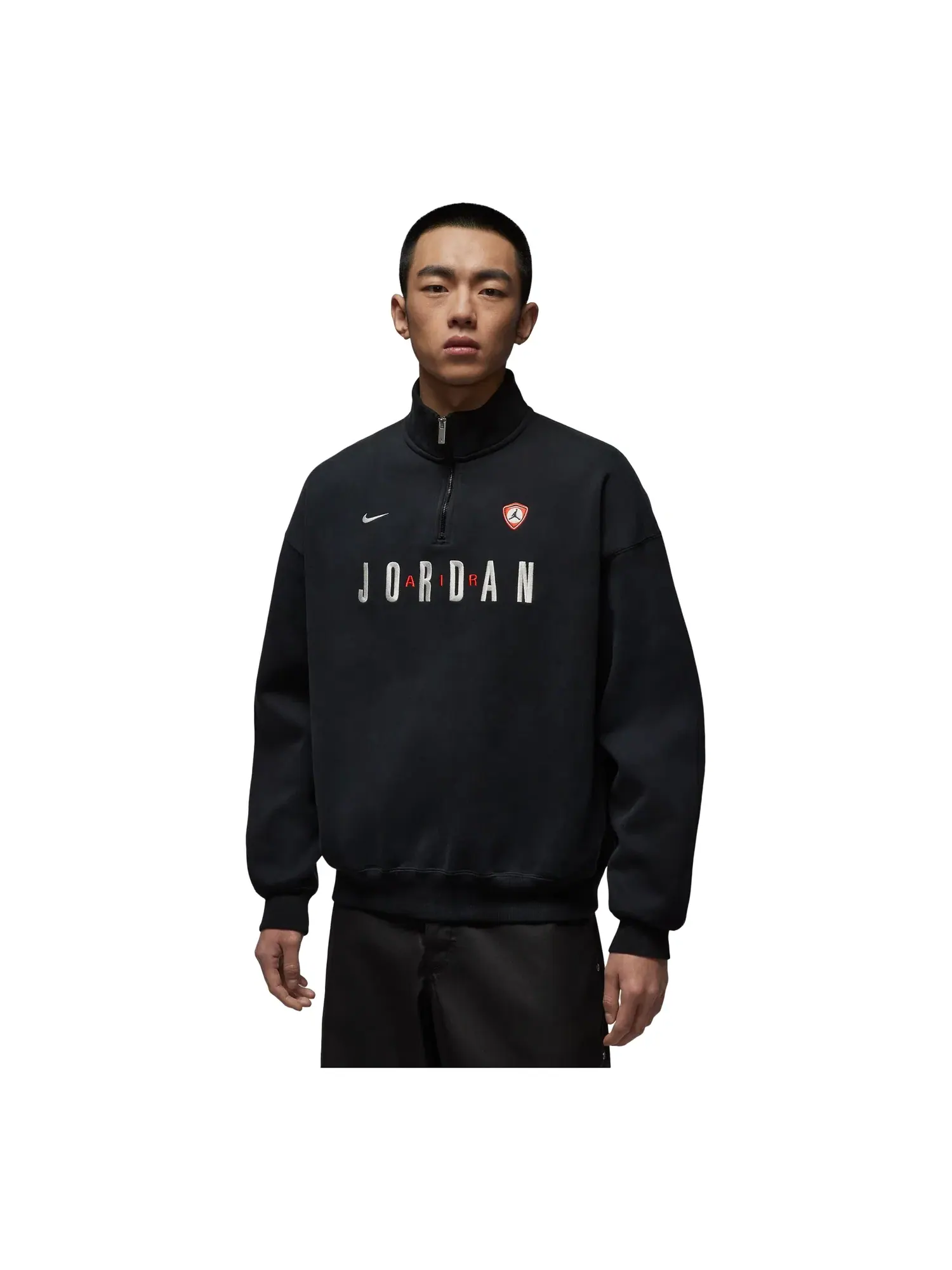 Флисовая толстовка Jordan Flight Graphic с застежкой-молнией на четверть длины — изображение 1 из 6, черный