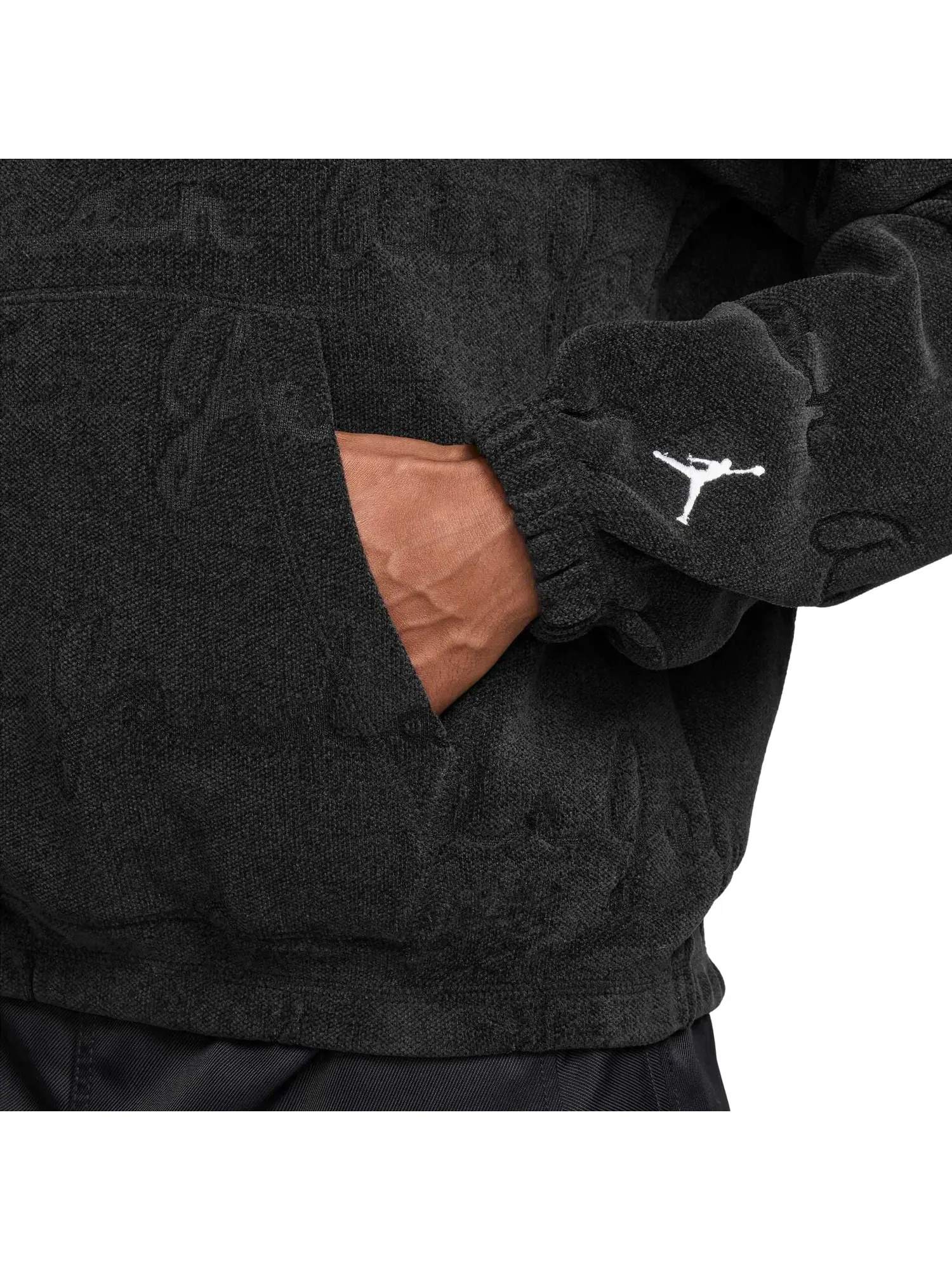 Мужское худи с жаккардовым принтом Air Jordan Flight Jacquard Pullover Hoodie — изображение 3 из 4, черный