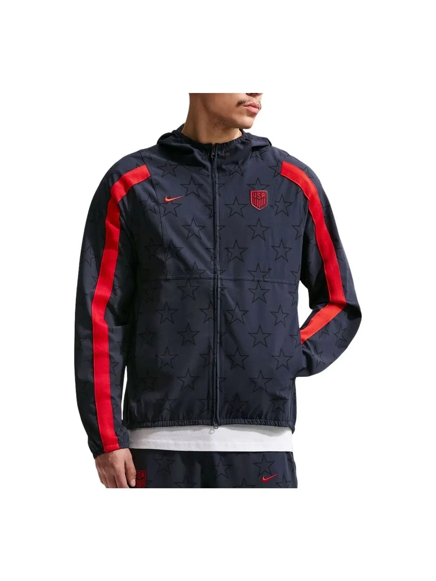 Мужская куртка Nike USMNT Energy Dri-FIT Woven Jacket Dark Obsidian University Red — изображение 1 из 3, синий