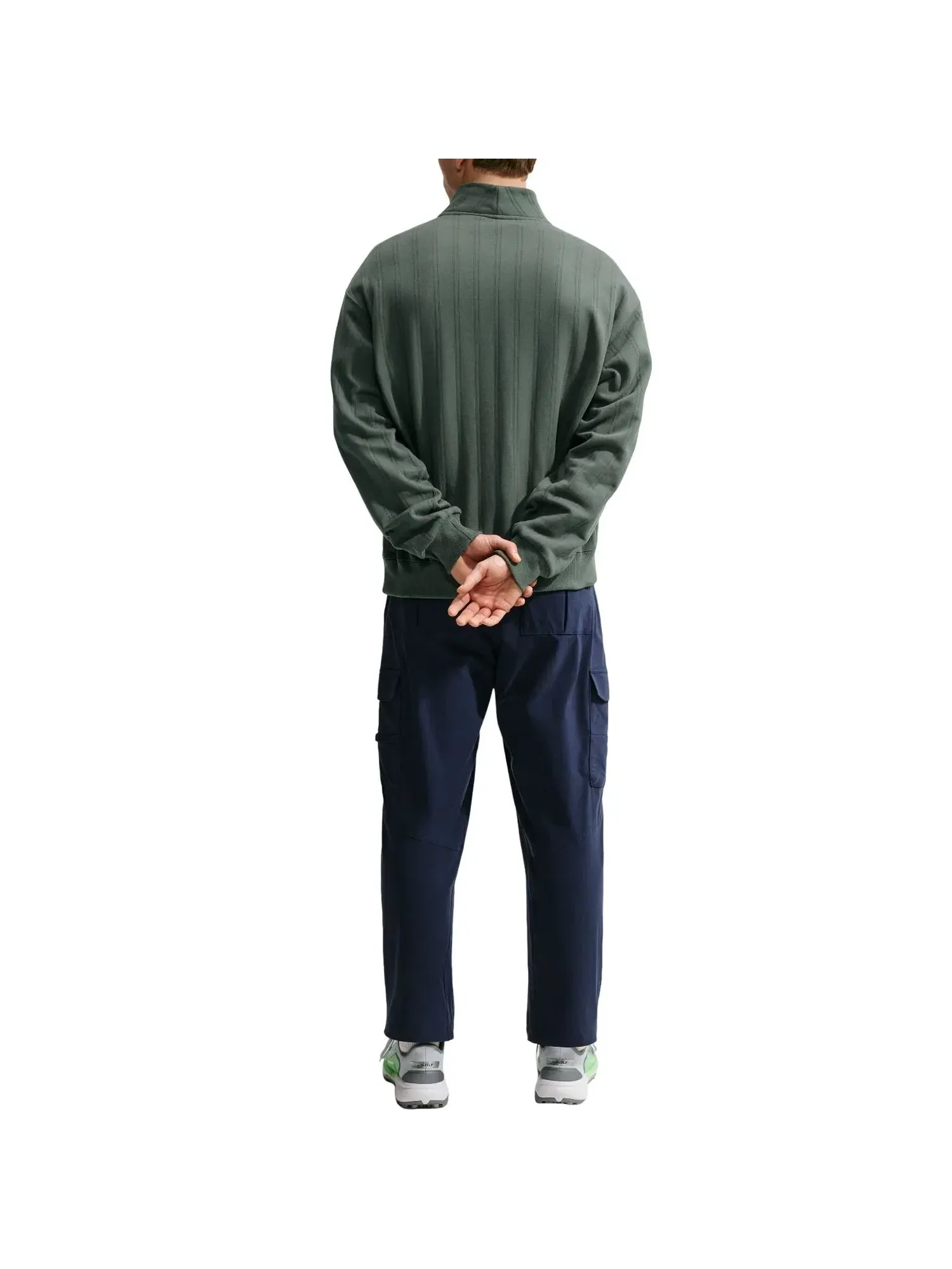 Мужская футболка для гольфа с длинным рукавом Nike Fairway Fresh Therma-FIT Oversized 1 2-Zip — изображение 3 из 3, зеленый