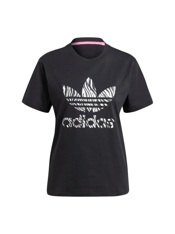 Футболка (WMNS) adidas originals Zebra Animal Print Infill T-Shirt 'Black' — изображение 1 из 4, черный/мульти