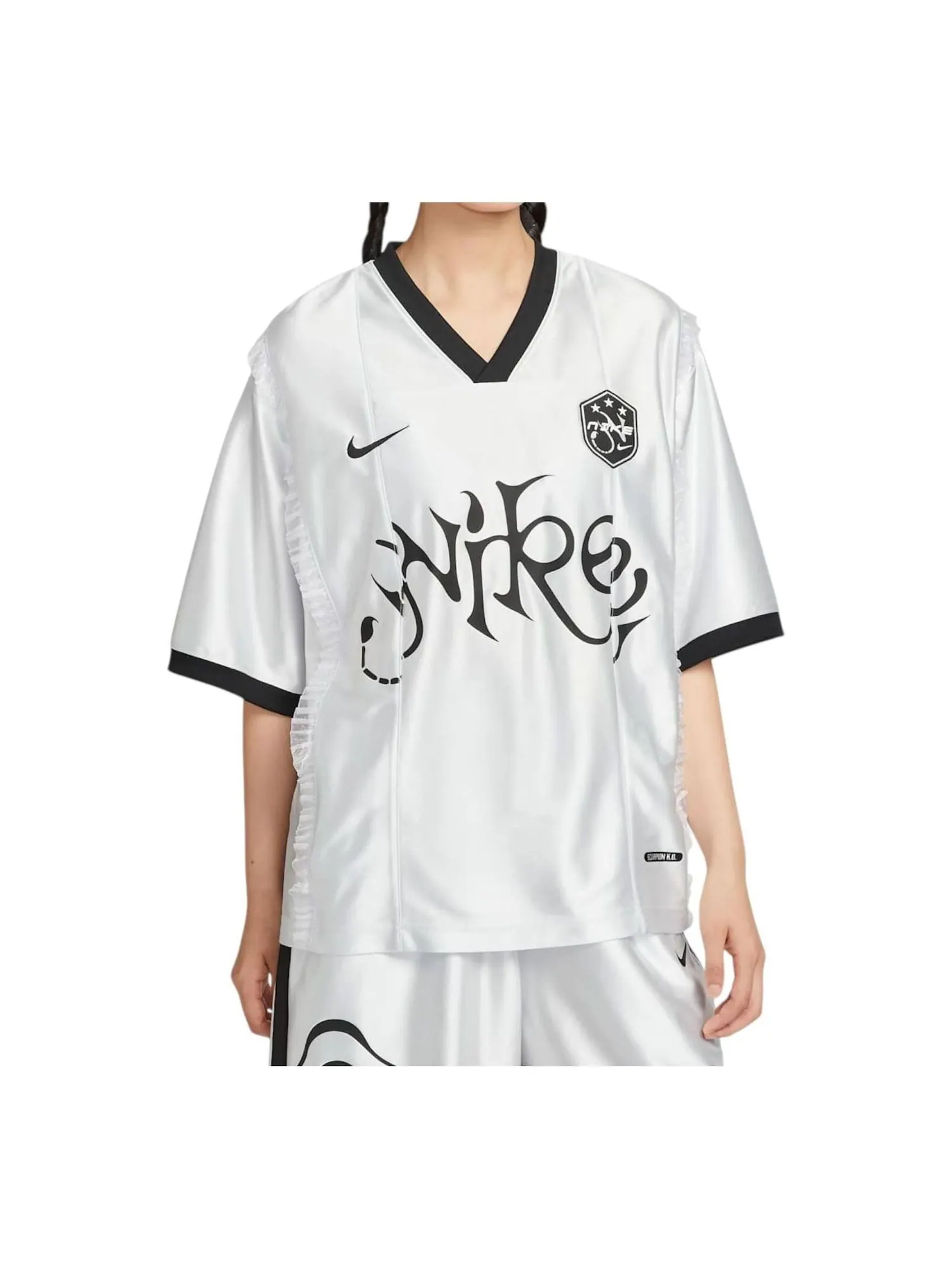 Джерси (WMNS) Nike Short-Sleeved Patterned Knit Jersey Relaxed Fit 'Metallic Silver' — изображение 1 из 2, серебряный