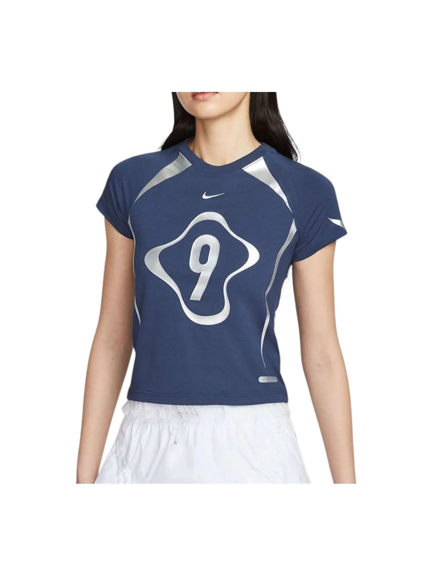 Футболка (WMNS) Nike Chill Knit Graphic T-shirt 'Midnight Blue' — изображение 1 из 2, темно-синий