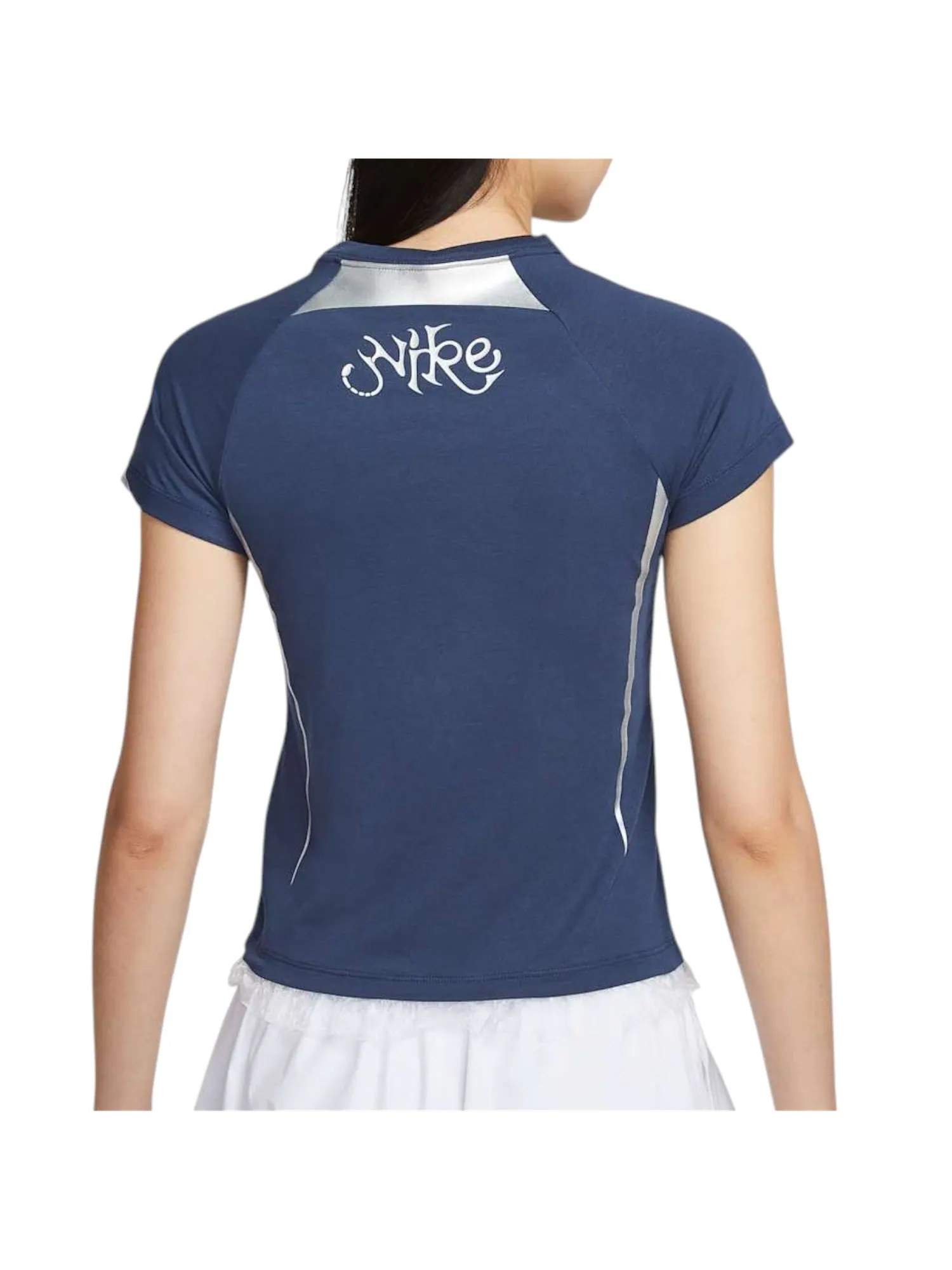 Футболка (WMNS) Nike Chill Knit Graphic T-shirt 'Midnight Blue' — изображение 2 из 2, темно-синий