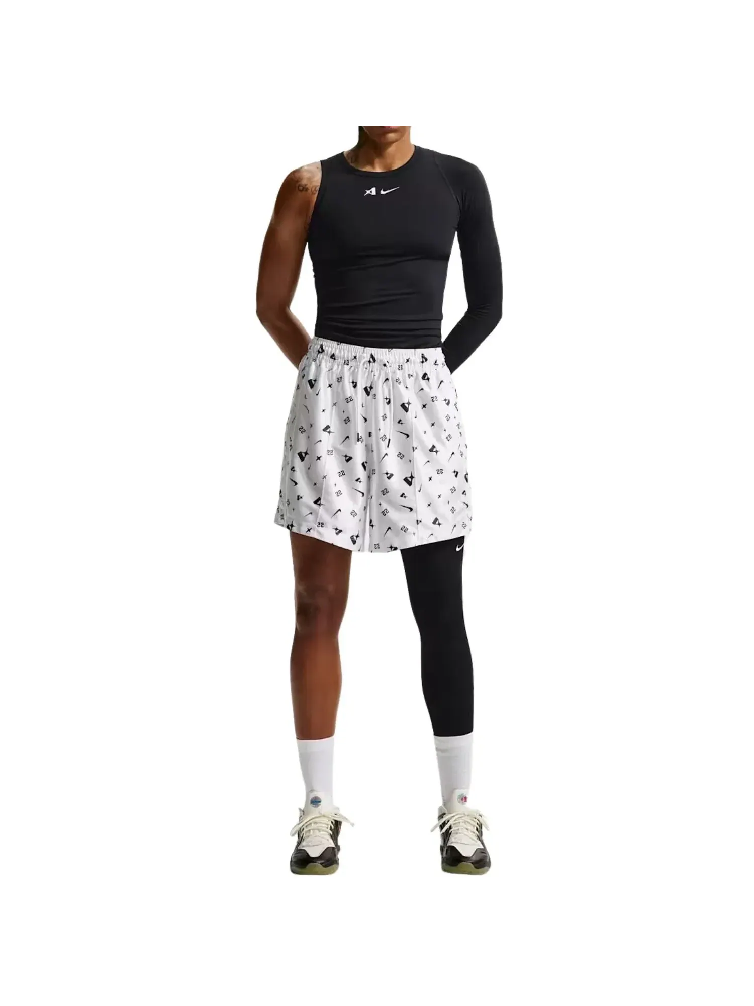 Женские шорты Dri-FIT с моделью A'ja Wilson Nike — изображение 3 из 4, белый