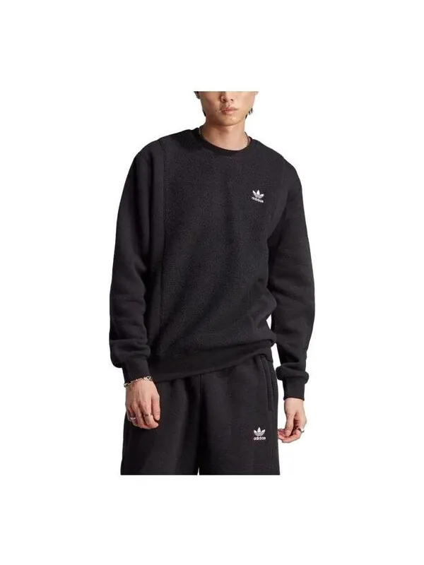 Свитера оригиналы Essentials трилистник обратный материал экипаж толстовка Adidas — изображение 1 из 1, черный