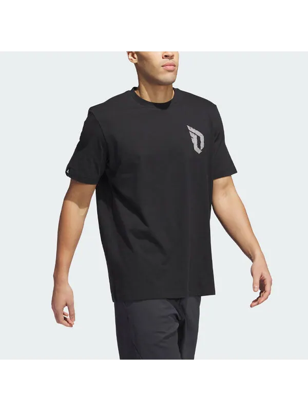 Футболка adidas Damian Lillard Graphic Tee 'Black' — изображение 4 из 4, черный