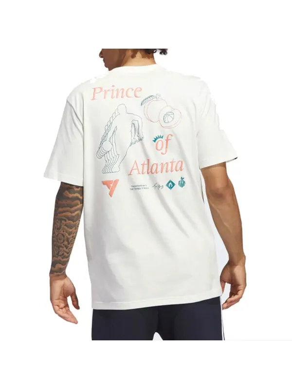 Футболка с подписью t-shirt trae prince of atlanta Adidas — изображение 2 из 3, белый