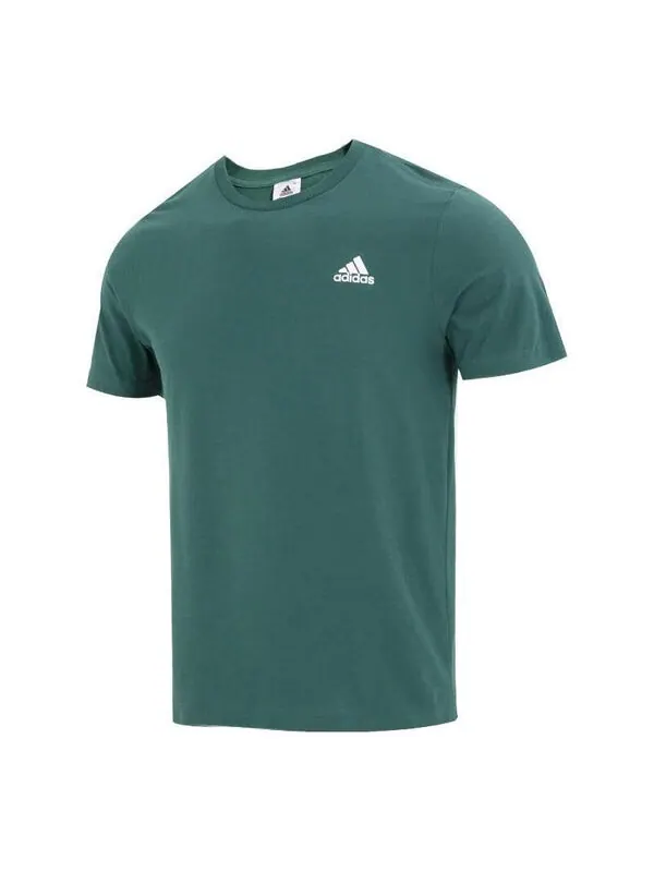 Футболка Essentials одинарный джерси вышитый маленький логотип футболка Adidas — изображение 1 из 4, зеленый