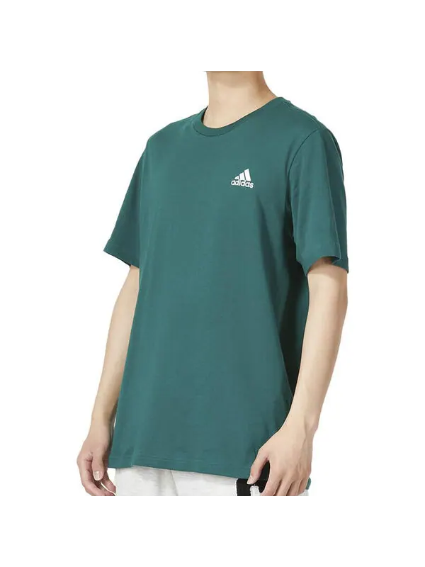 Футболка Essentials одинарный джерси вышитый маленький логотип футболка Adidas — изображение 3 из 4, зеленый