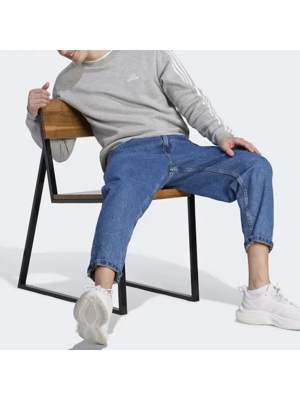Рубашка Essentials флисовая толстовка с тремя полосками Adidas — изображение 4 из 4, серый
