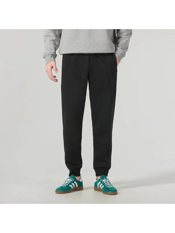 Брюки Essentials флисовые брюки с 3 полосками и зауженными манжетами Adidas — изображение 3 из 4, черный