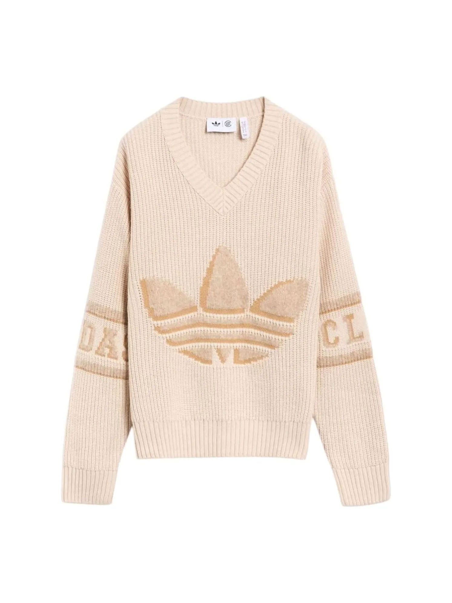 Свитер Adidas x CLOT с логотипом — изображение 1 из 1, бежевый
