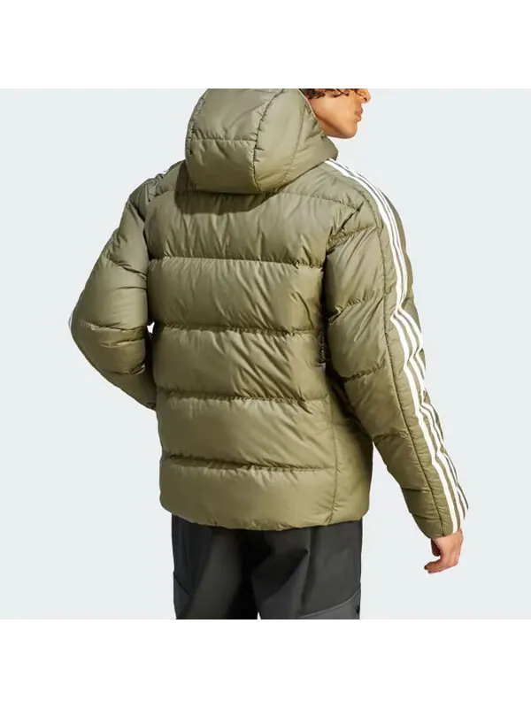Куртка средней толщины пуховая куртка с капюшоном Adidas — изображение 3 из 4, оливковый зеленый