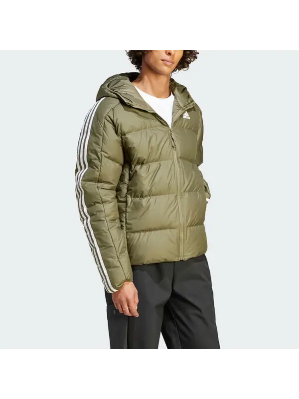 Куртка средней толщины пуховая куртка с капюшоном Adidas — изображение 4 из 4, оливковый зеленый