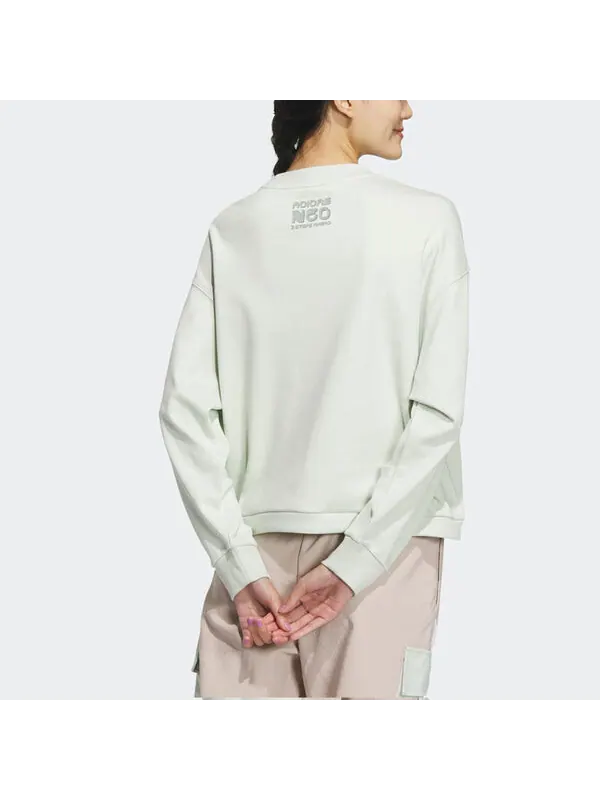 Свитер нео свитшот с круглым вырезом Adidas — изображение 2 из 3, белый/зеленый