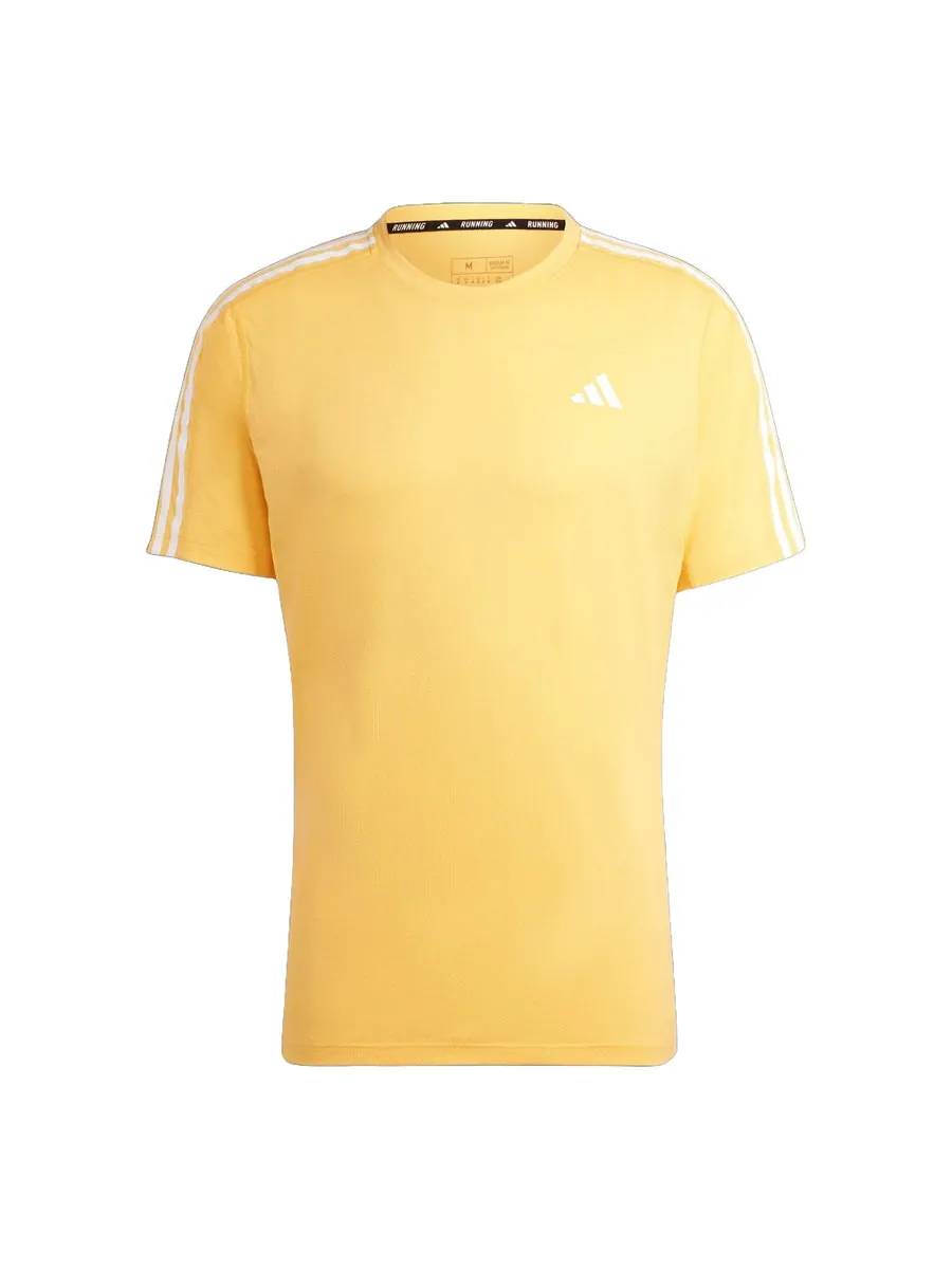 Футболка adidas Own the Run 3-Stripes T-shirt Asia Sizing 'Yellow' — изображение 1 из 1, желтый
