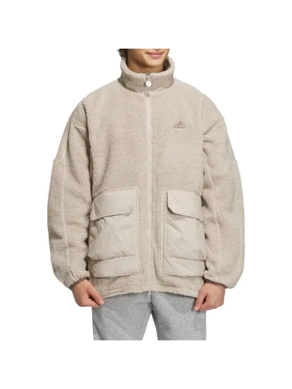Куртка warding oversize boa полноразмерная молния куртка Adidas — изображение 2 из 4, белый