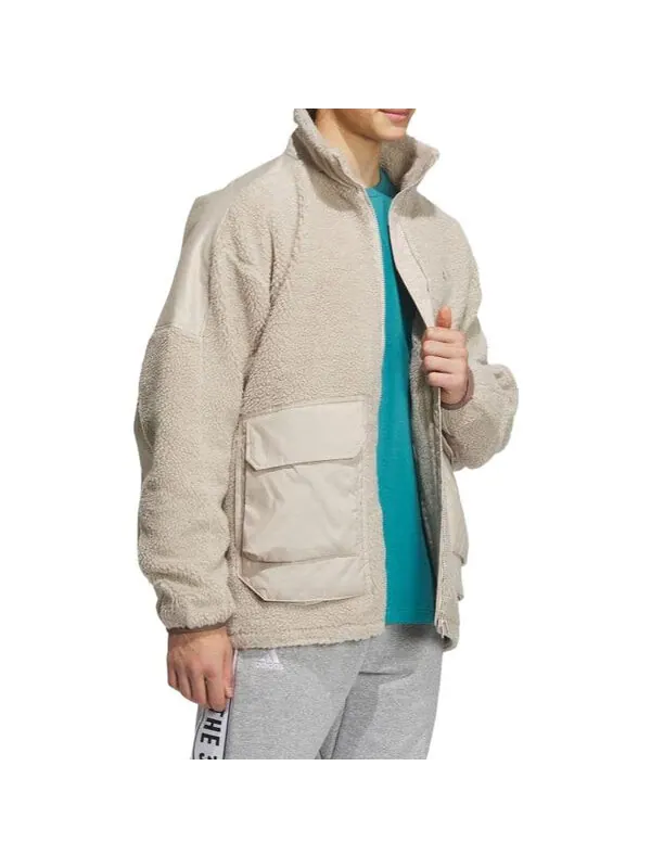 Куртка warding oversize boa полноразмерная молния куртка Adidas — изображение 4 из 4, белый