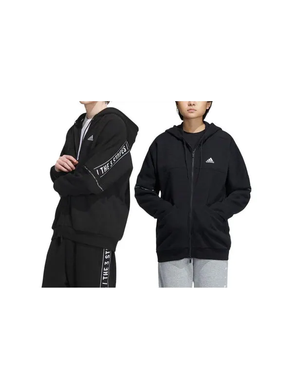 Толстовка с капюшоном word fl Толстовка с застежкой-молнией Adidas — изображение 2 из 4, черный