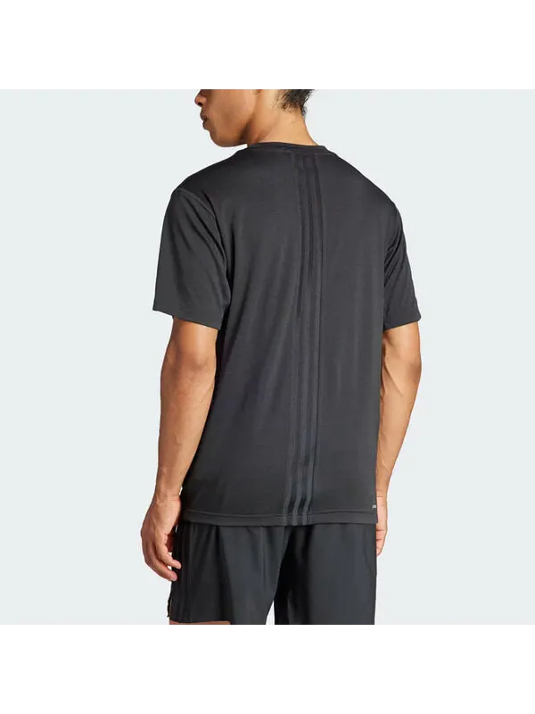 Футболка hiit workout 3 stripes tee asia sizing Adidas — изображение 4 из 4, черный