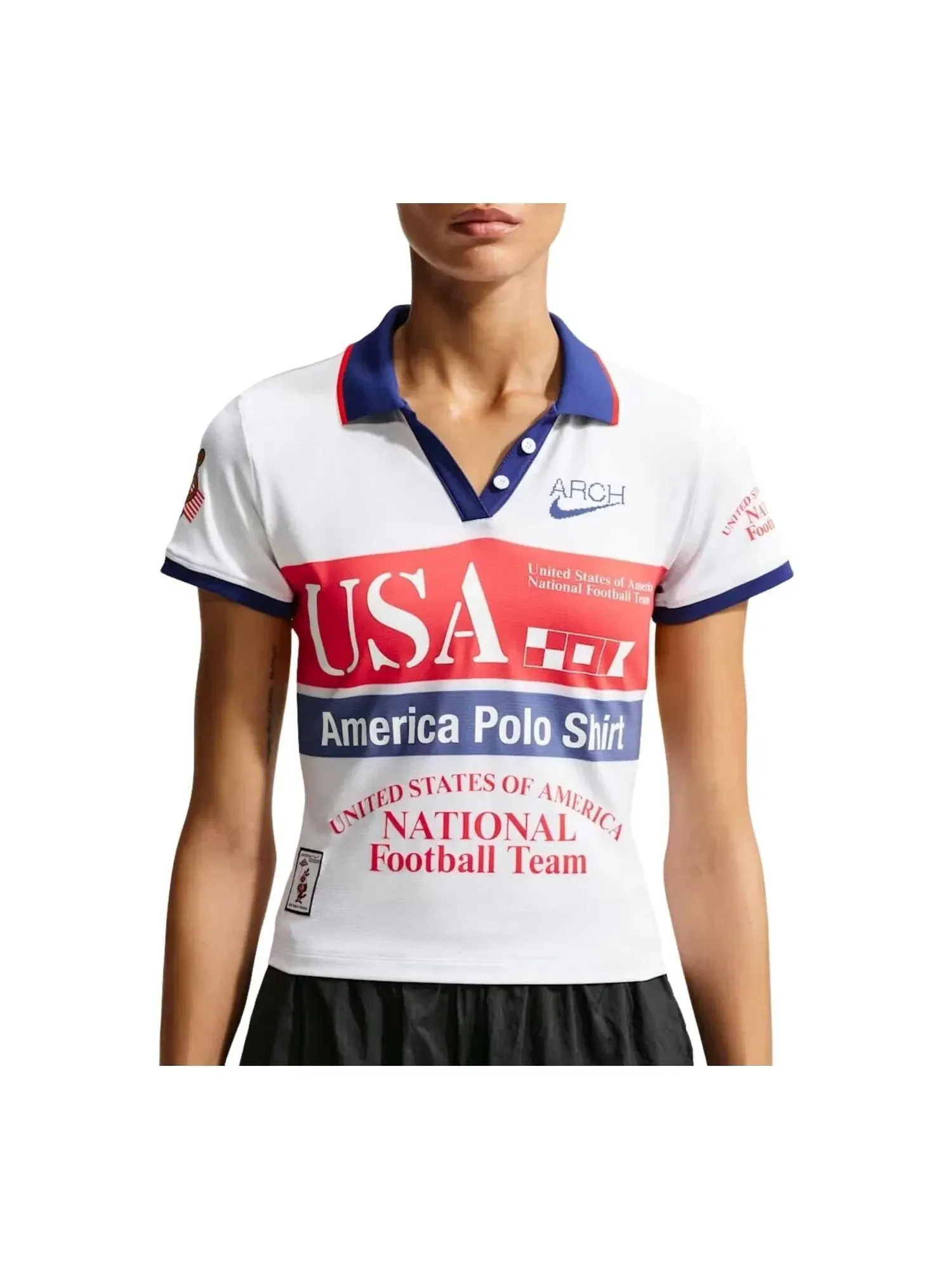 Женская футболка-поло с коротким рукавом Nike x USA x V.A.A. Cryoshot Polo Shirt — изображение 1 из 4, белый