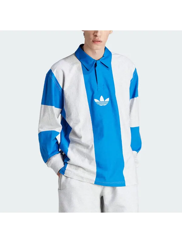 Рубашка поло оригиналы хак регби длинные рукава Рубашка поло Adidas — изображение 2 из 4, синий/белый