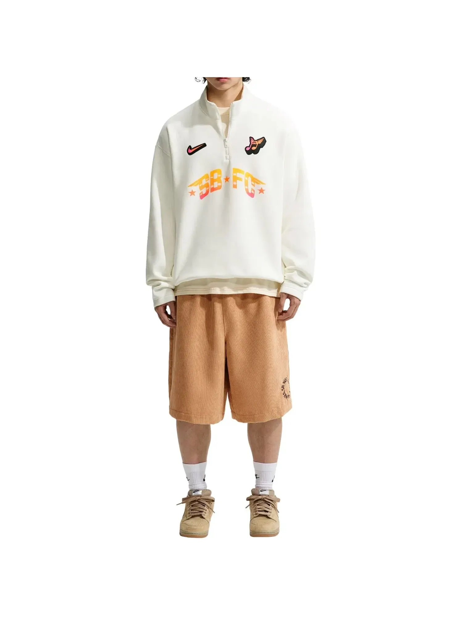 Мужской свитшот с флисом и молнией Nike SB Skate 1 2-Zip Fleece Crew-Neck — изображение 2 из 5, белый