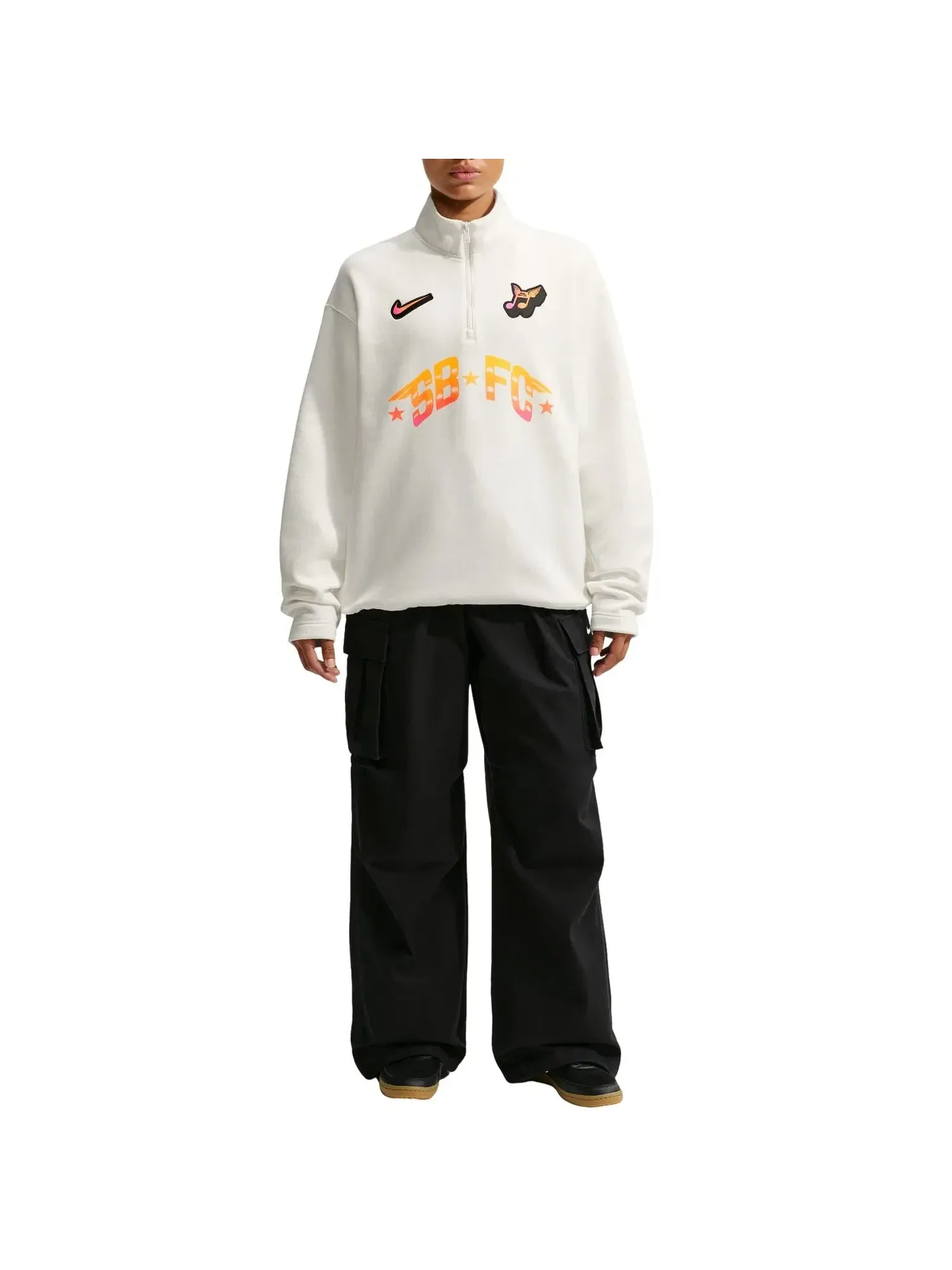 Мужской свитшот с флисом и молнией Nike SB Skate 1 2-Zip Fleece Crew-Neck — изображение 3 из 5, белый