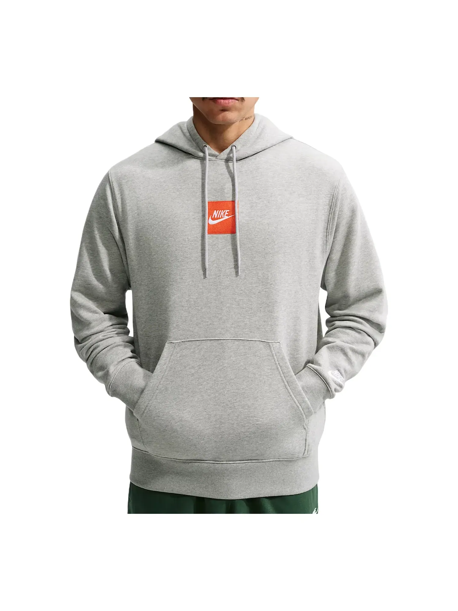 Мужское худи из футера с капюшоном Nike Sportswear Club French Terry Dark Grey Heather Light Smoke Grey White, серый