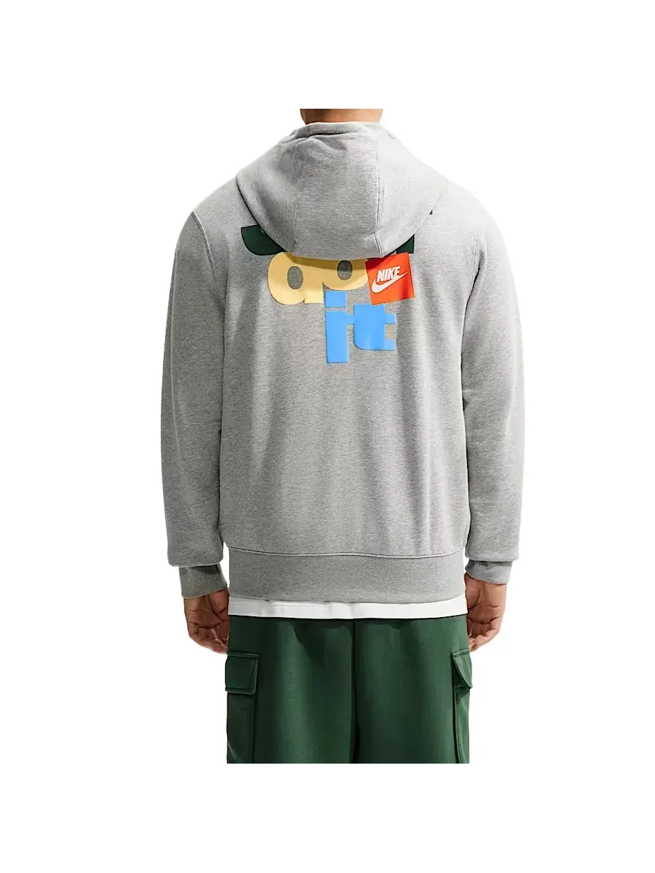 Мужское худи из футера с капюшоном Nike Sportswear Club French Terry Dark Grey Heather Light Smoke Grey White, серый