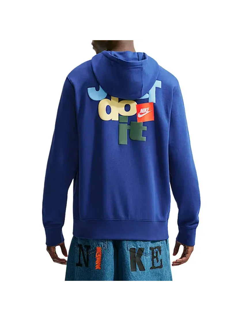 Мужское худи с длинным рукавом Nike Sportswear Club French Terry Deep Royal Blue White — изображение 2 из 2, синий