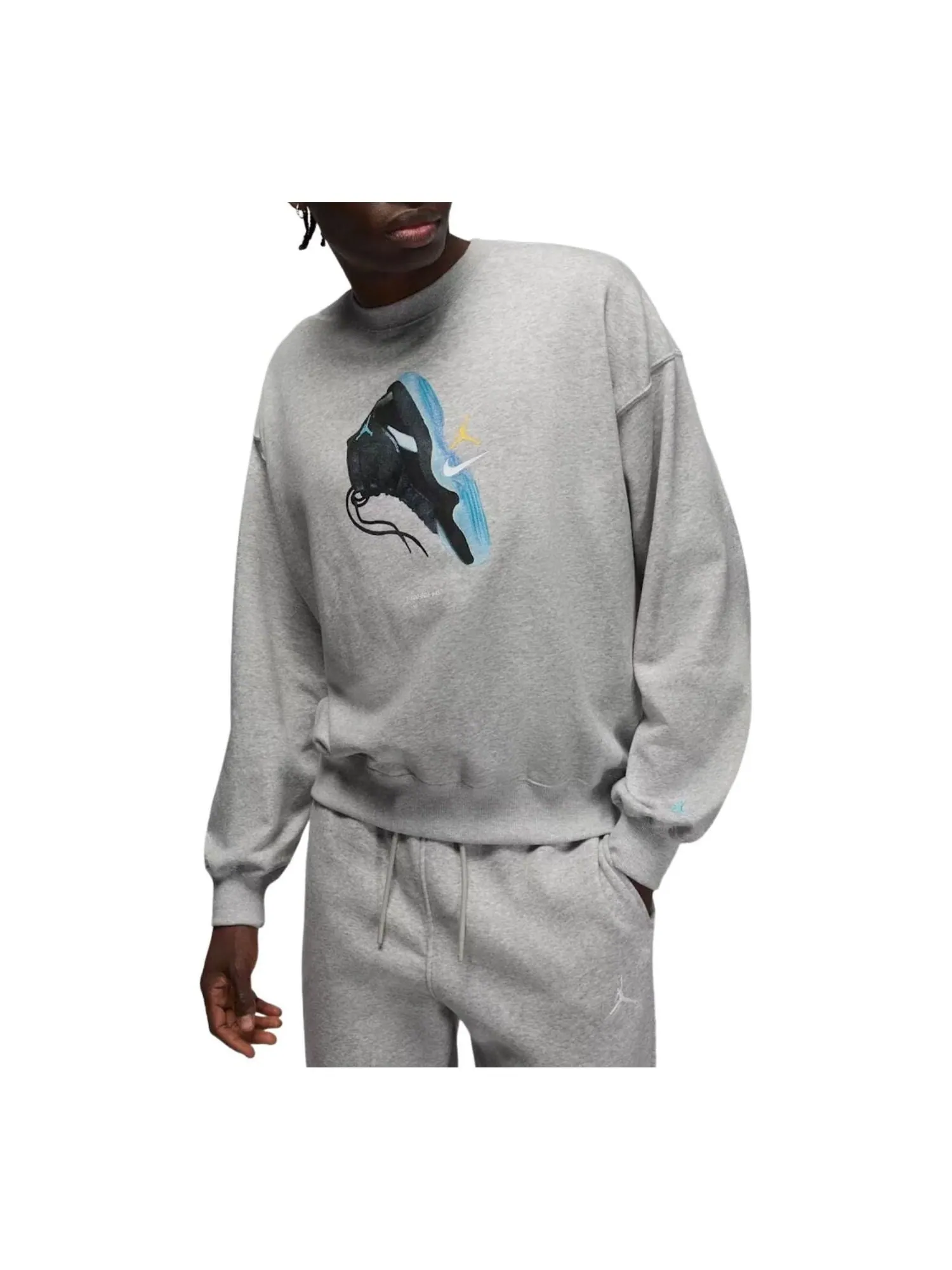 Свитшот Air Jordan Brooklyn Fleece Crewneck 'Grey Heather Gamma Blue' — изображение 1 из 2, серый/синий