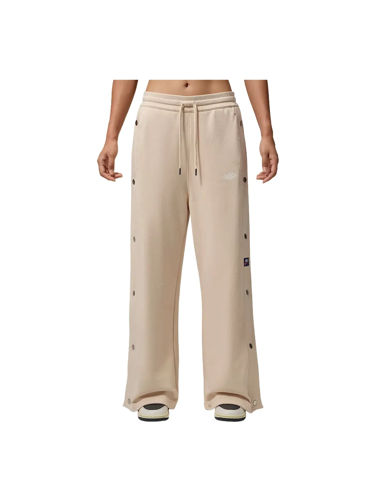 Женские брюки из футера с принтом Jordan Flight Fleece French Terry Snap Pants — изображение 1 из 2, белый