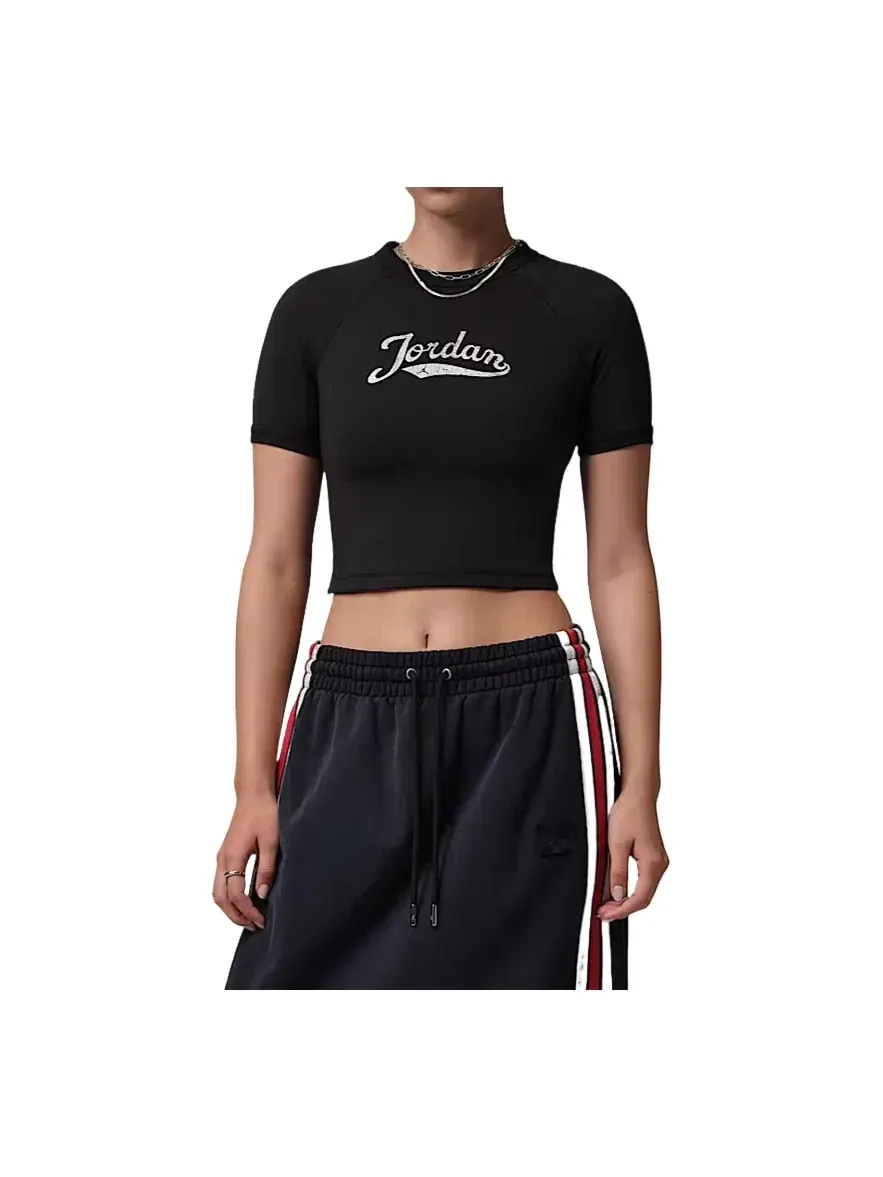 Женская футболка с принтом Jordan Brooklyn Black Dark Smoke Grey White — изображение 1 из 2, черный