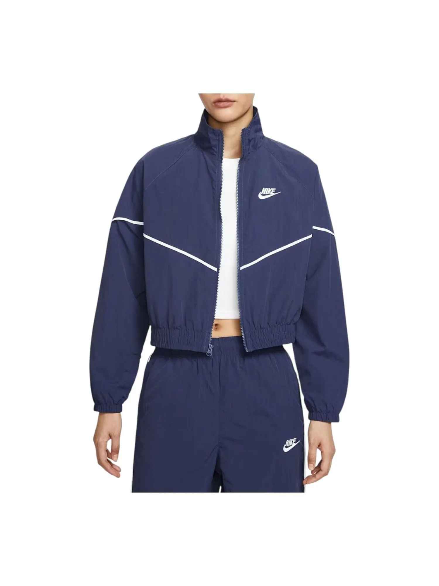 Куртка (WMNS) Nike Windrunner Oversized Woven Jacket 'Midnight Navy Sail' — изображение 1 из 2, темно-синий