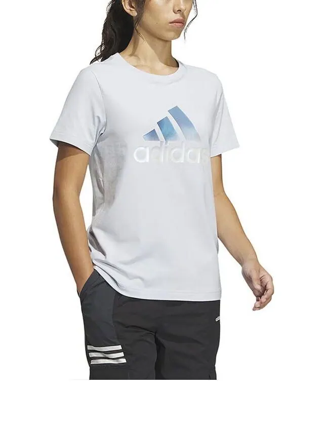 Футболка Essential Logo футболка азиатские размеры Adidas — изображение 1 из 3, светлый синий/белый