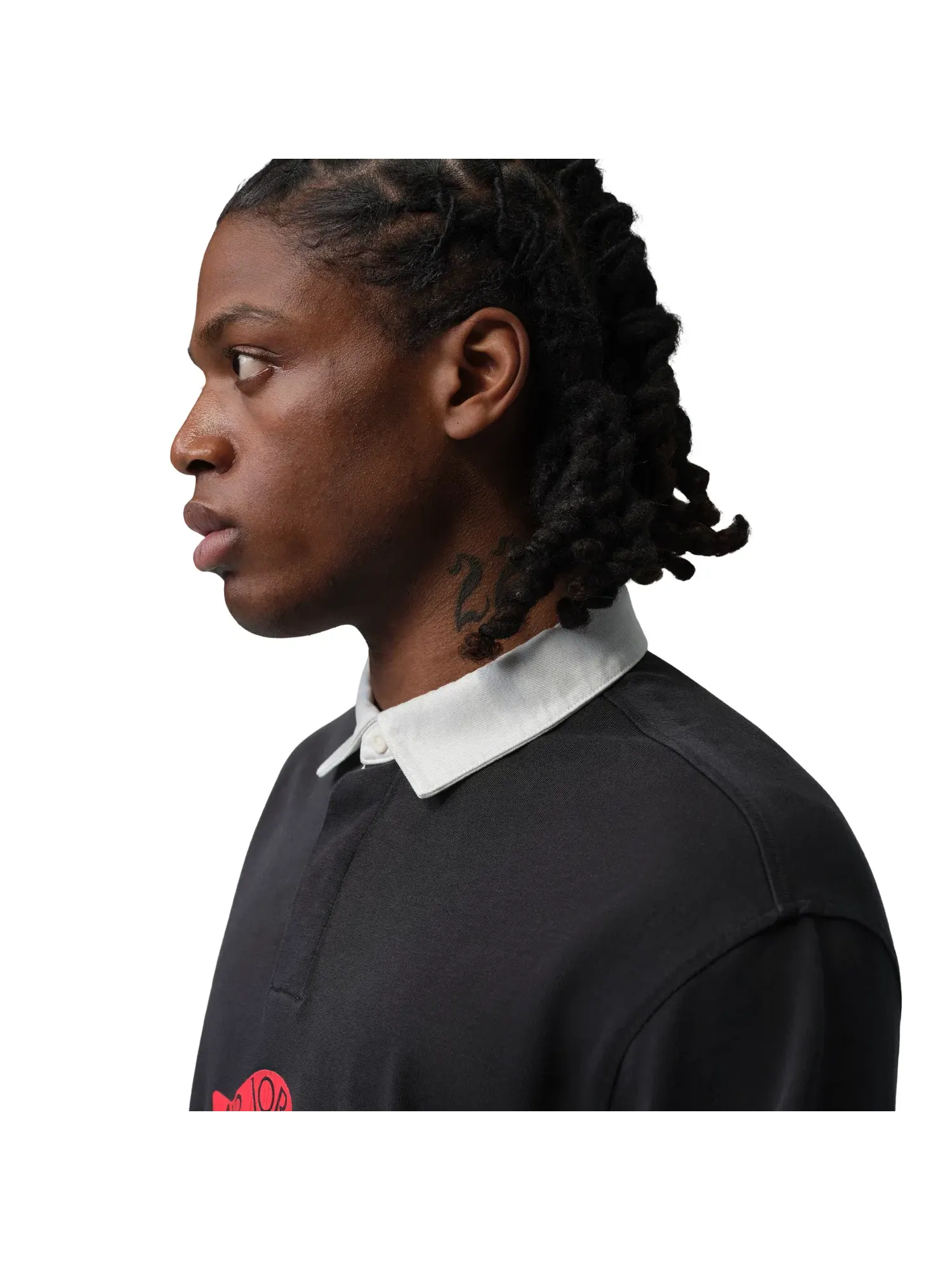 Мужская футболка из футера с принтом Air Jordan Flight Essentials Rugby T-Shirt Black University Red — изображение 2 из 5