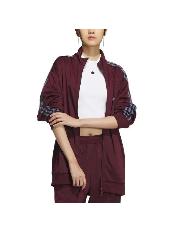 Куртка originals beckenbauer tracktops 'burgundy' Adidas — изображение 3 из 4, бордовый