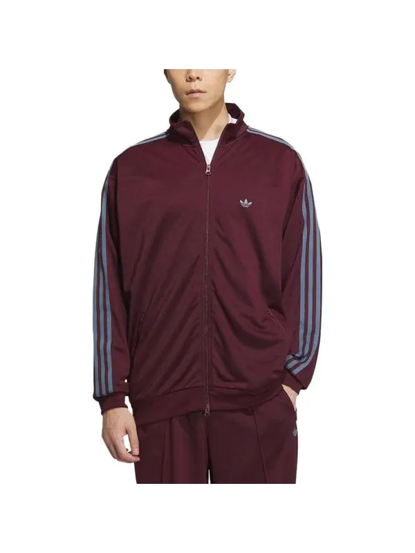 Куртка originals beckenbauer tracktops 'burgundy' Adidas — изображение 4 из 4, бордовый