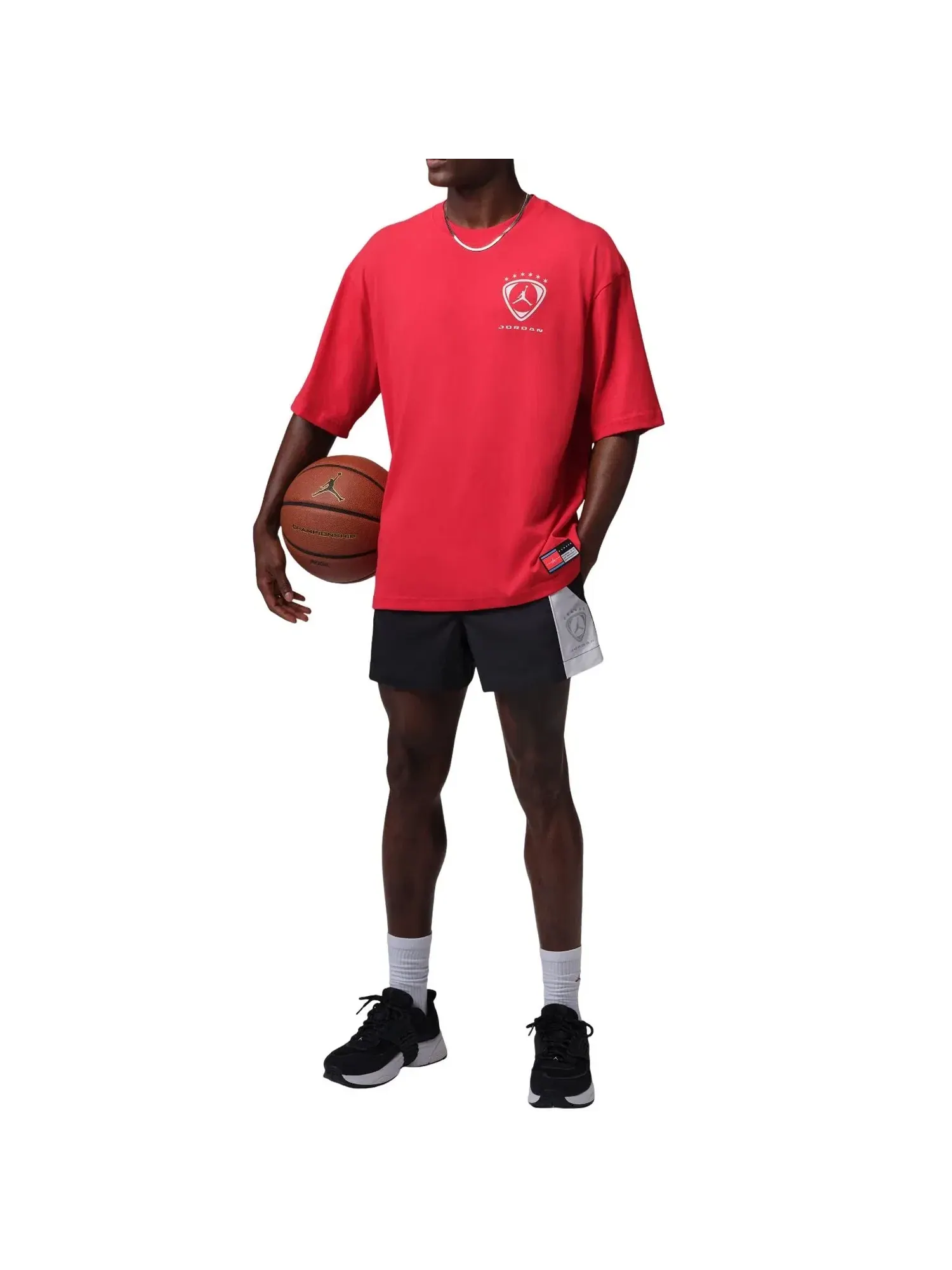 Мужская футболка с принтом Jordan Brooklyn University Red White — изображение 3 из 6, красный