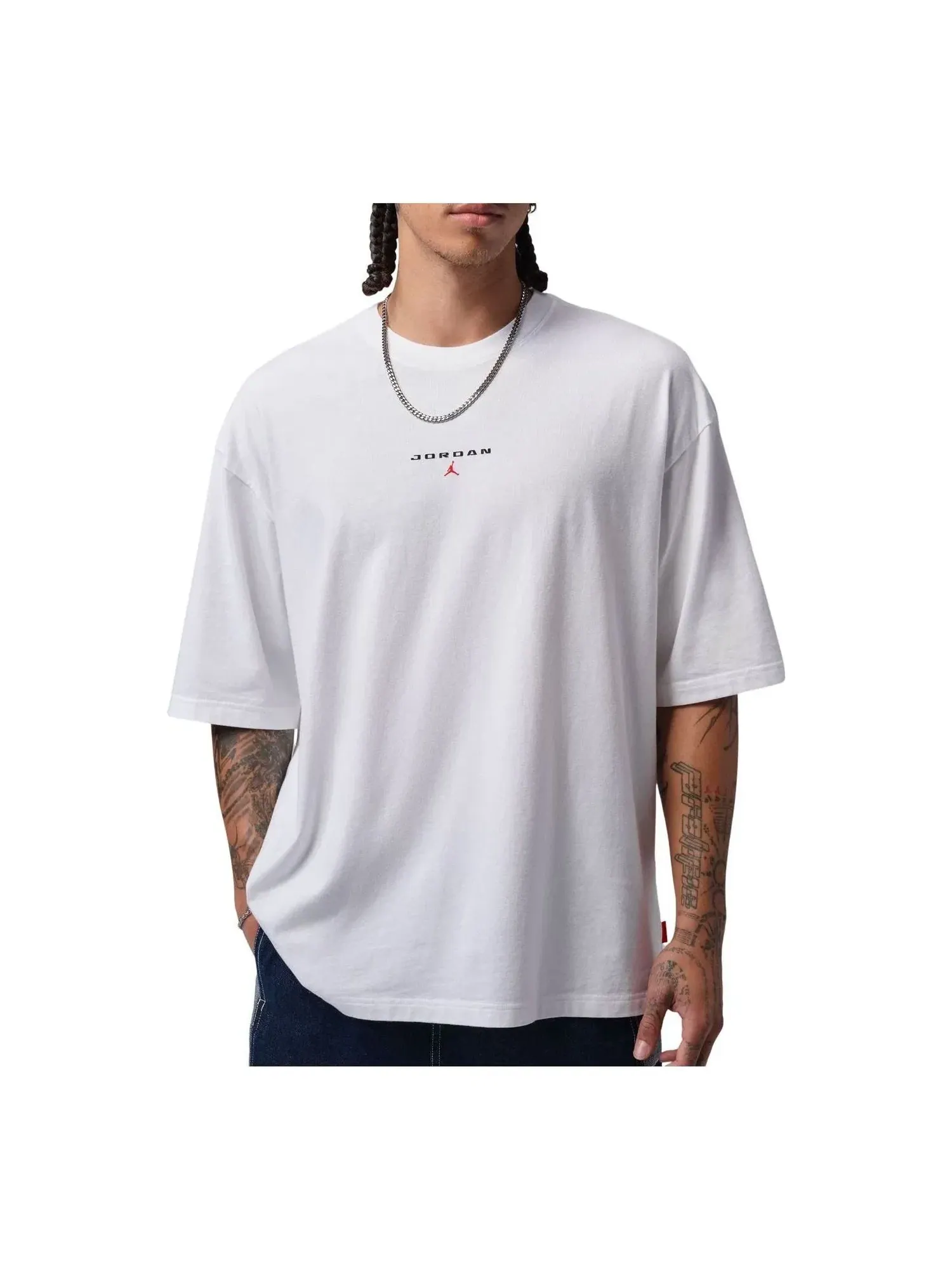 Мужская футболка оверсайз с принтом Jordan Flight Essentials Oversized Patch — изображение 1 из 5, белый