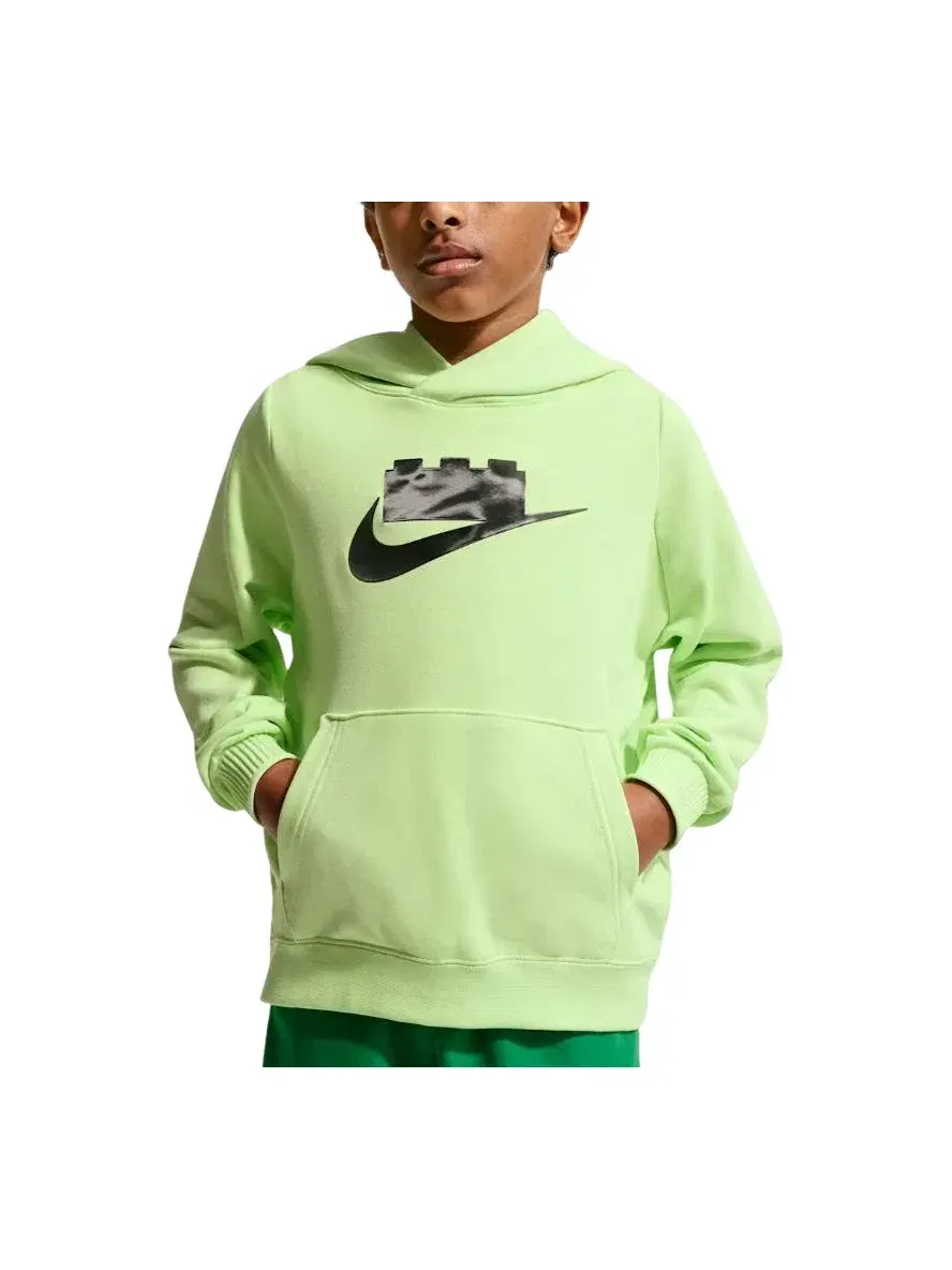 Детское худи Nike x LEGO Collection Hoodie Light Liquid Lime Smoke Grey — изображение 1 из 2, зеленый