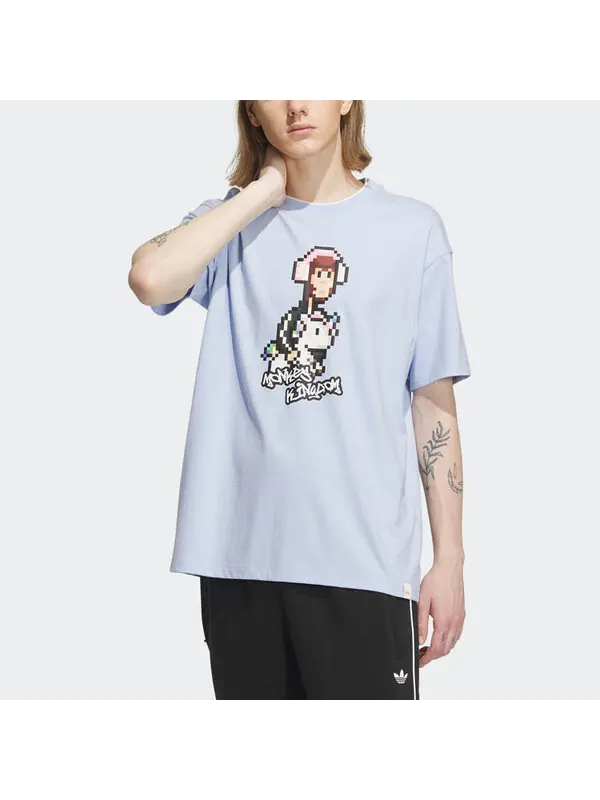 Футболка оригиналы x Monkey Kingdom графическая футболка Adidas — изображение 2 из 4, светлый синий