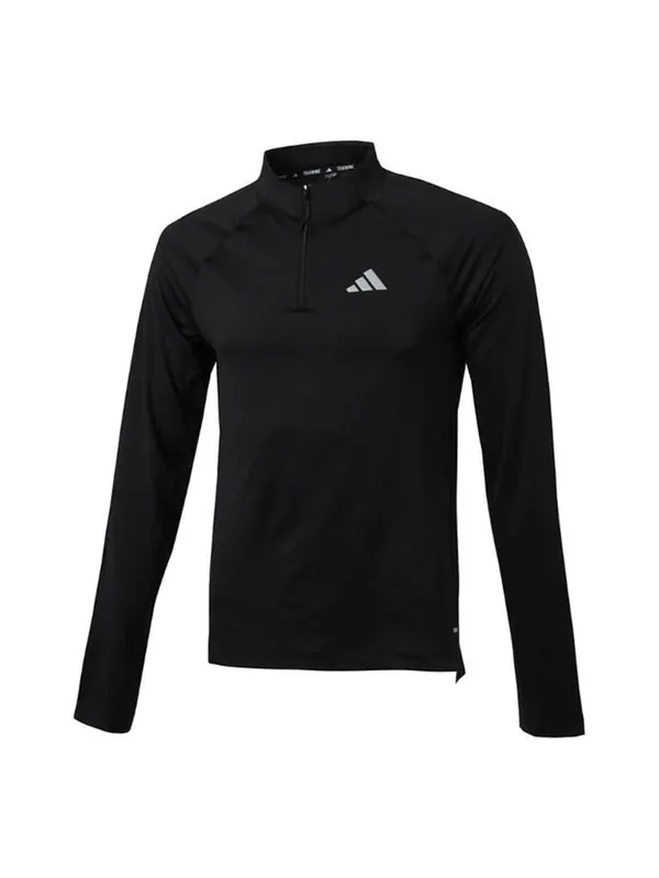 Футболка gym+ training 1/4-zip long sleeve t-shirt Adidas — изображение 1 из 1, черный